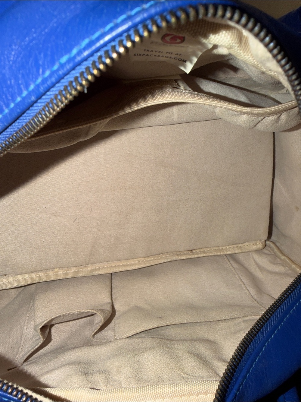6 Pack Fitness Blue Suede Tote Lunch/Handbag - Women Bags - Picture 4 of 10